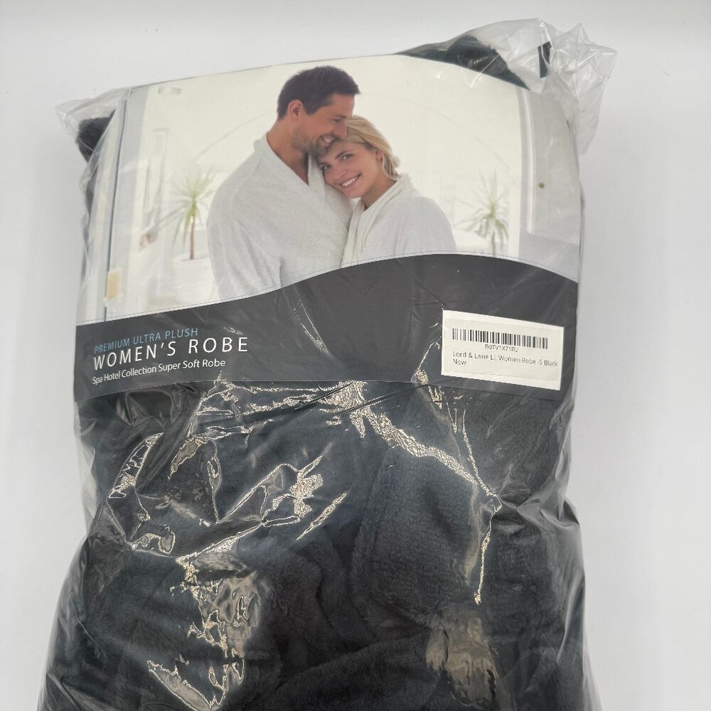 Lord & Lane Women's Shawl Collar Robe – Small, Black, Soft & Cozy, New with Tags